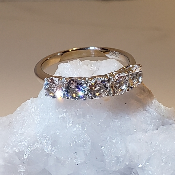 Swarovski Jewelry - 4-9 New Swarovski Gold on 925 Silver, 1/2 Eternity Ring, 18K White Gold.
